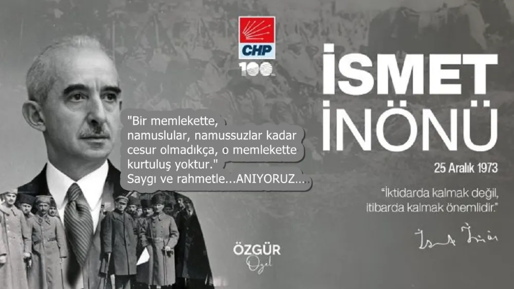 İSMET İNÖNÜ’YÜ SAYGIYLA ANIYORUZ…