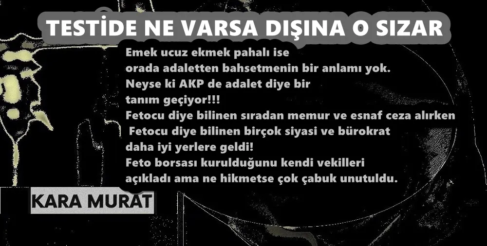 TESTİDE NE VARSA DIŞINA O SIZAR