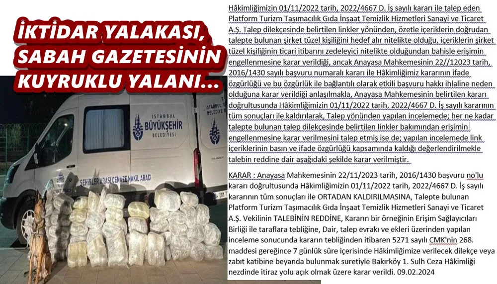 “SABAHIN KUYRUKLU YALAN” HABERİNE ERİŞİM ENGELİ KALKTI