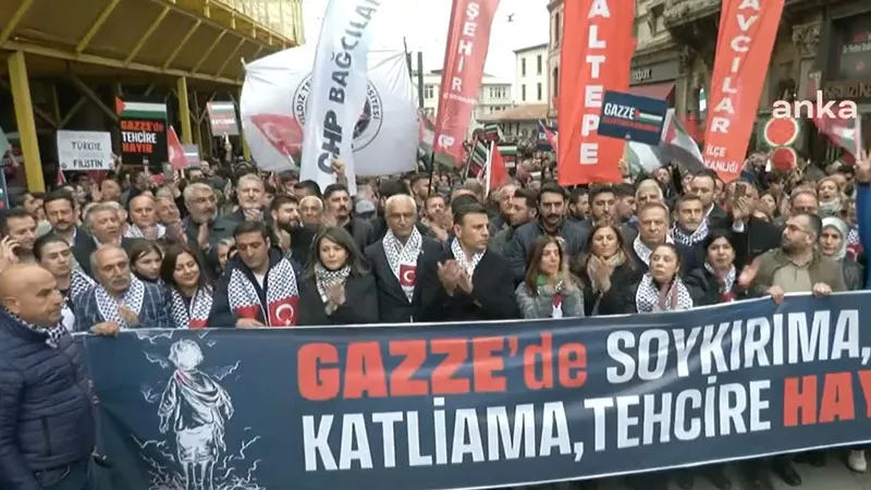CHP’LİLERİN YAPMAK İSTEDİĞİ GAZZE YÜRÜYÜŞÜNE POLİS İZİN VERMEDİ