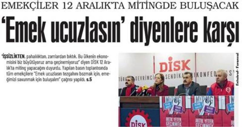 12 Aralık Pazar günü Kartal Meydanındayız