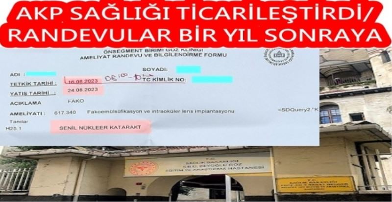 AKP SAĞLIĞI TİCARİLEŞTİRDİ/ RANDEVULAR BİR YIL SONRAYA 